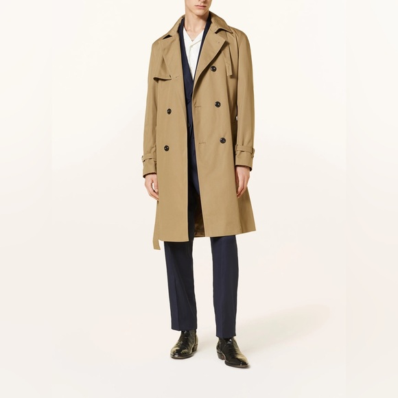 HUGO Maluks Khaki Trench Coat – Water-Repellent, Belted, Size 42R NWT - Picture 2 of 10